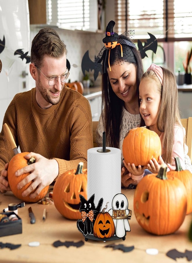Whaline Halloween Paper Towel Holder Pumpkin Ghost Boo Cat Metal Towel Stand Trick or Treat Decoration Accessory for Holiday Party Home Kitchen Countertop - Image 5