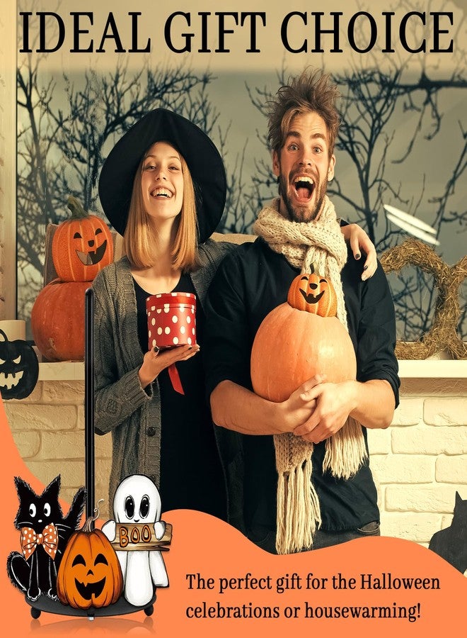 Whaline Halloween Paper Towel Holder Pumpkin Ghost Boo Cat Metal Towel Stand Trick or Treat Decoration Accessory for Holiday Party Home Kitchen Countertop - Image 4