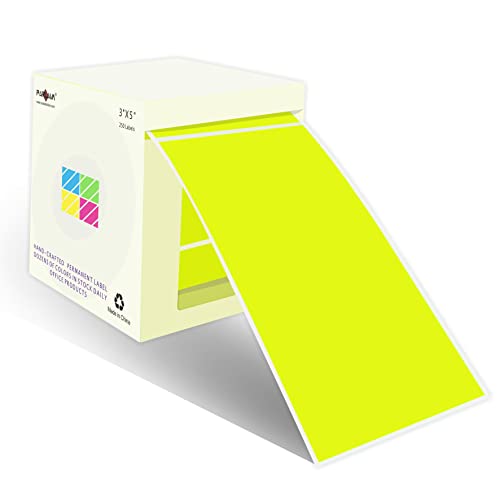 PARLAIM 3 X 5 Inch 250 Per Roll Rectangle Inventory Color Coding Labels,Roll Square Label Stickers for Home (Fluorescent Yellow) - Image 1