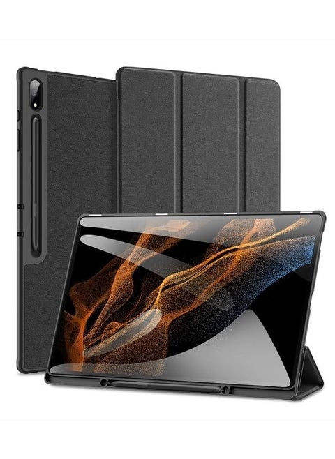 حافظة جلدية ذكية قابلة للطي ثلاثية الطيات مع حامل قلم لجهاز Samsung Galaxy Tab S10 Ultra/S9 Ultra/S8 Ultra مقاس 14.6 بوصة 2023