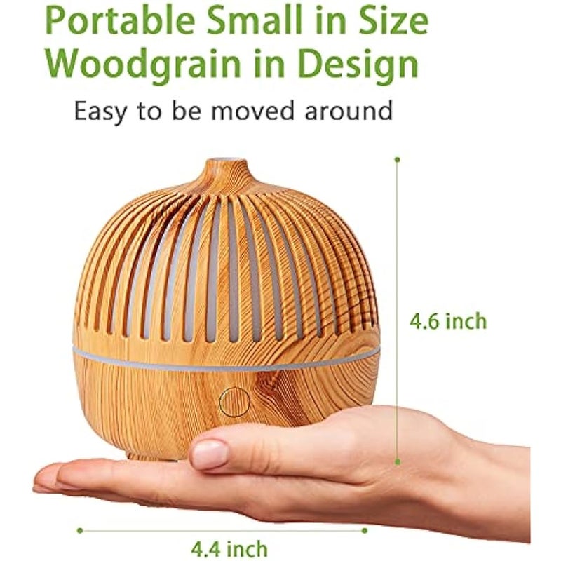 Essential Oil Diffusers, Aroma Diffsuer for Essential Oil Small Diffuser Humidifier 180ml Wood Grain Ultrasonic Cool Mist 7 Colorful Light Auto-Off USB Cord Aromatherapy Diffusers for Home Room Office - Image 2