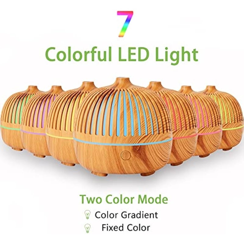 Essential Oil Diffusers, Aroma Diffsuer for Essential Oil Small Diffuser Humidifier 180ml Wood Grain Ultrasonic Cool Mist 7 Colorful Light Auto-Off USB Cord Aromatherapy Diffusers for Home Room Office - Image 5
