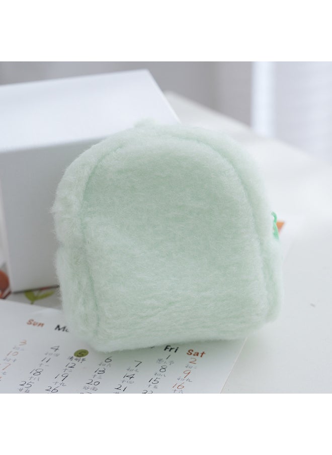 Glossy Coin Purse Solid Color Long Wool PE Cotton Filled Fresh Macaron Color Lace-up Zipper Plush Coin Purse-Color:Maomao Schoolbag Khaki-Size:10*10