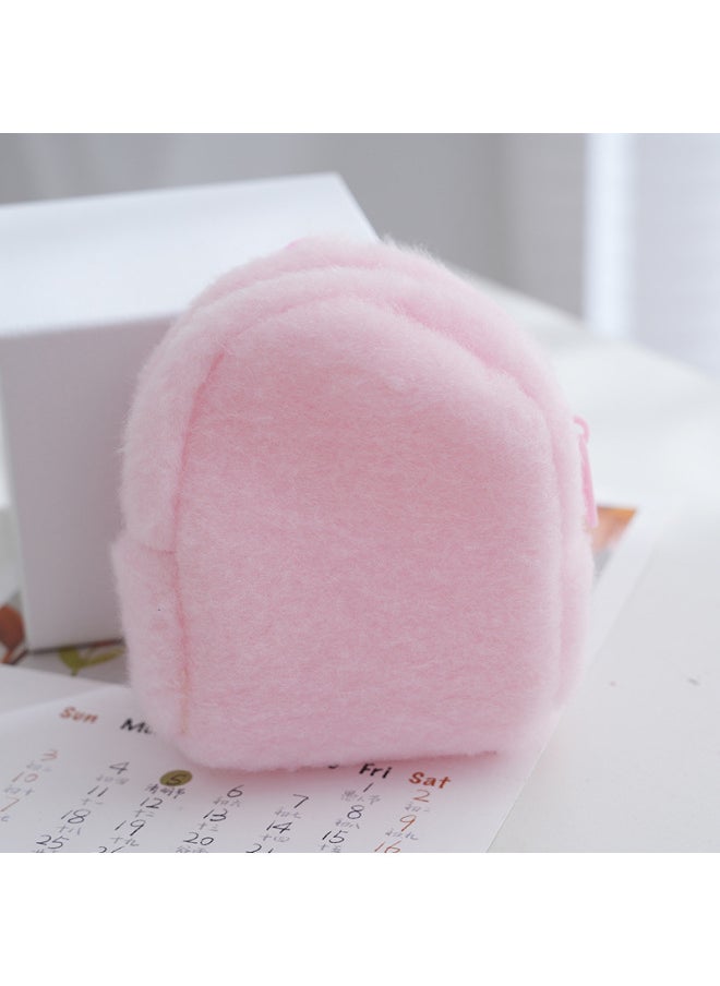 Glossy Coin Purse Solid Color Long Wool PE Cotton Filled Fresh Macaron Color Lace-up Zipper Plush Coin Purse-Color:Maomao Schoolbag Khaki-Size:10*10