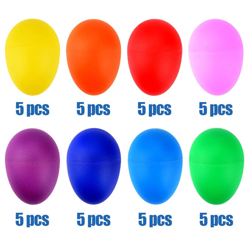 Augshy 40PCS Plastic Egg Shakers Percussion Musical Maracas Easter Eggs with a Storage Bag for Toys Music Learning DIY Painting(8 - Image 3