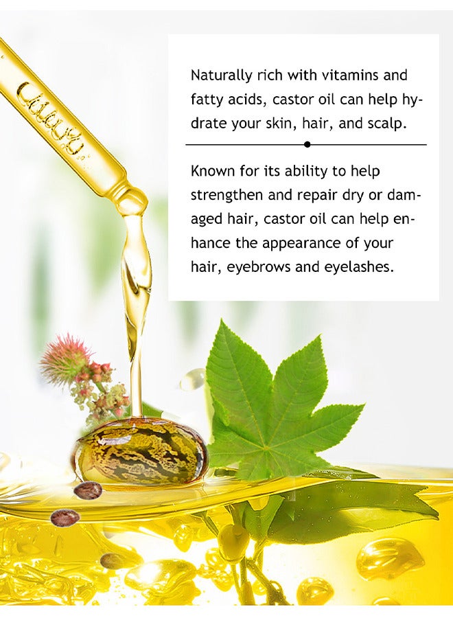 Lanthome Organic Castor Oil For Eyelashes And Eyebrows Organic Jamaican Black Castor Oil Cold Pressed Hair Growth Oil Skin Moisturizer Body Oil ith Eyelash Kit - Image 3