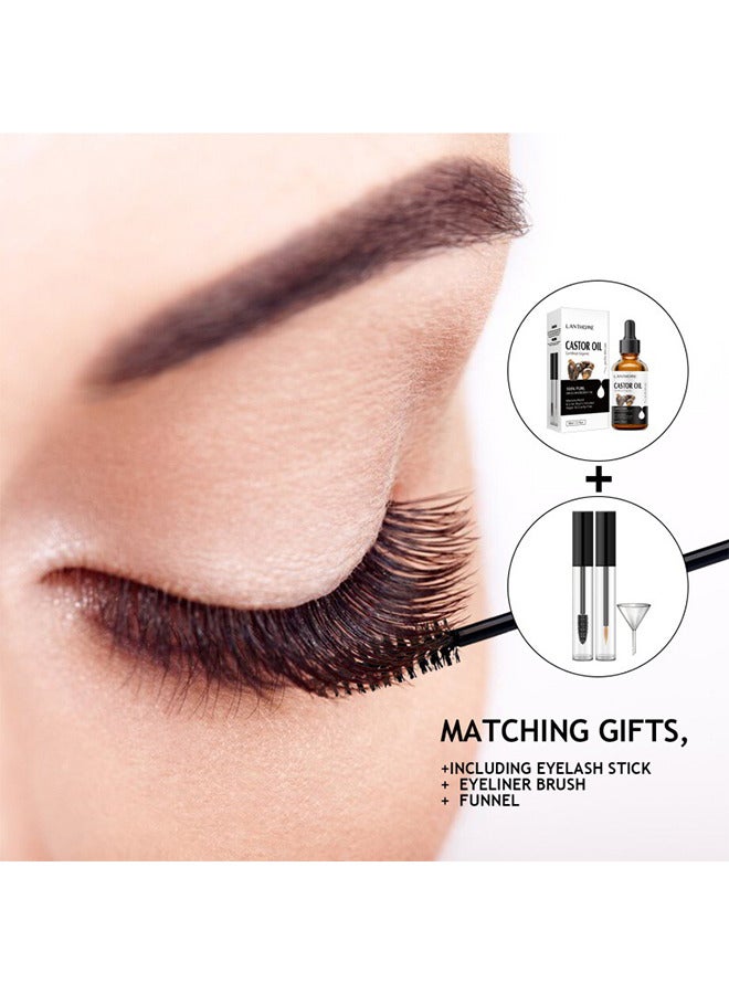 Lanthome Organic Castor Oil For Eyelashes And Eyebrows Organic Jamaican Black Castor Oil Cold Pressed Hair Growth Oil Skin Moisturizer Body Oil ith Eyelash Kit - Image 5