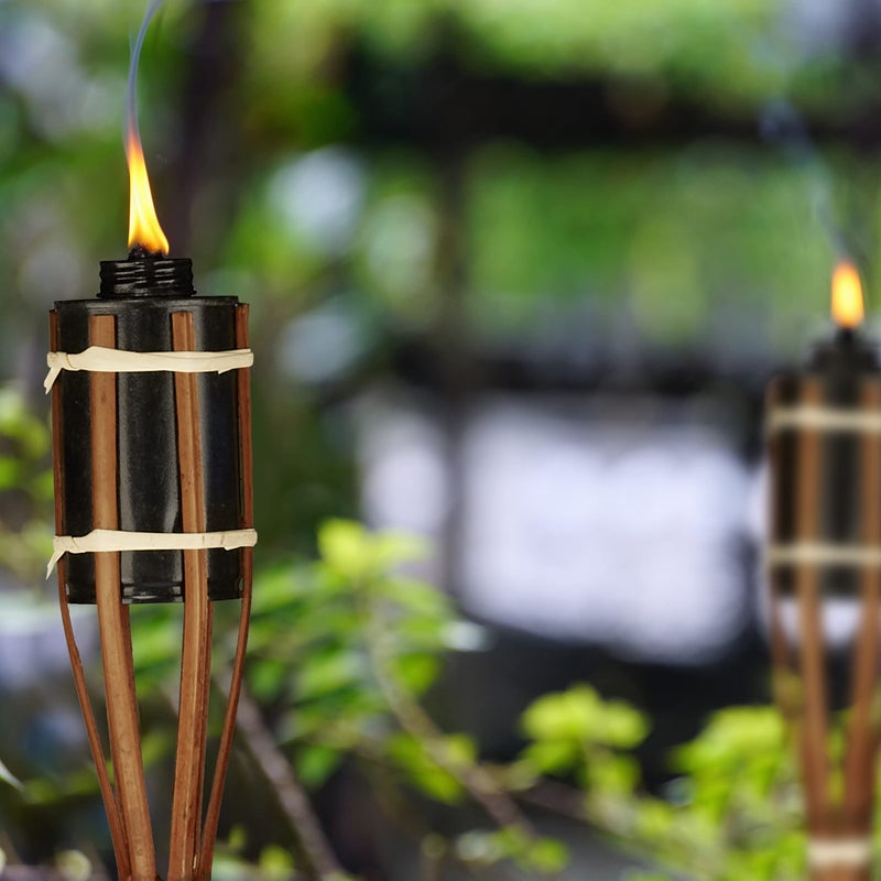 Relaxdays Relaxdays Garden Torches, Set of 10, Bamboo, Outdoor Torches with Replacement Wick, Height: 90 cm, Brown  - Image 2