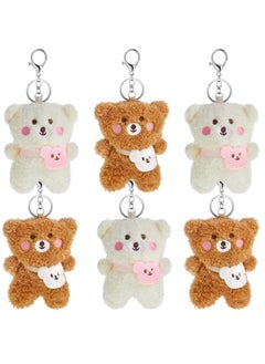 KASTWAVE Plush Bear Keychain for Backpacks, Aesthetic Stuffed Animal Keyring Pendant Mini Fluffy Cute Keychain Bear Backpack Charms Plush DIY Decorations for Gift Box Filled Party Decorations 6 Pcs  - Image 1