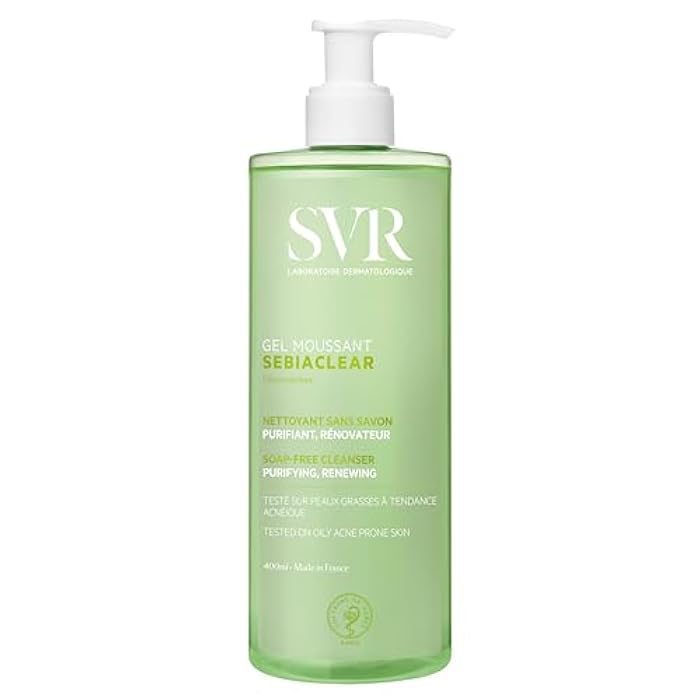 SVR Sebiaclear Face & Body Cleanser with Salicylic Acid for Sensitive Oily to Combination Skin. Soap-free Wash that Eliminates Impurities & Excess Sebum Without Drying the Skin, 13.5 fl.oz - Image 1