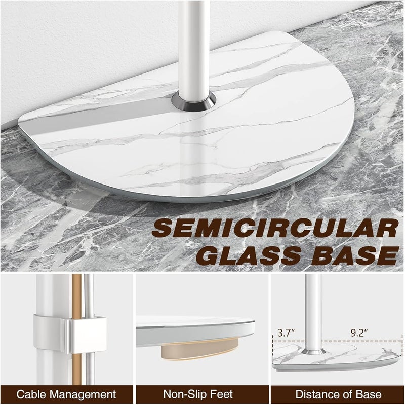 ارفايفر حامل تلفزيون أرضي زاوي عالمي مع قاعدة دوارة للتلفزيونات من 32 إلى 65 بوصة (LED، LCD، بلازما، شاشات مسطحة أو منحنية) بحد أقصى 40 كجم، حامل تلفزيون بتصميم عصري من منتصف القرن مع قاعدة زجاجية شبه دائرية قابلة لتعديل الارتفاع، متوافق مع VESA 400x400 مم، أبيض - TF1202MAW - Image 3