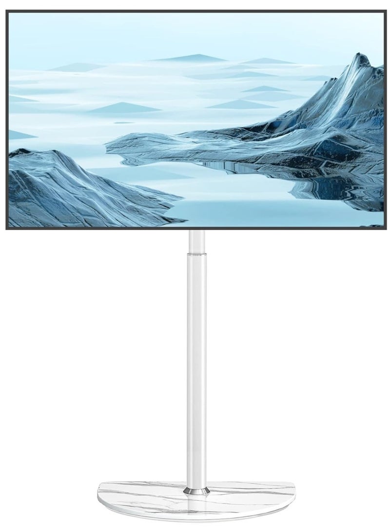 ارفايفر حامل تلفزيون أرضي زاوي عالمي مع قاعدة دوارة للتلفزيونات من 32 إلى 65 بوصة (LED، LCD، بلازما، شاشات مسطحة أو منحنية) بحد أقصى 40 كجم، حامل تلفزيون بتصميم عصري من منتصف القرن مع قاعدة زجاجية شبه دائرية قابلة لتعديل الارتفاع، متوافق مع VESA 400x400 مم، أبيض - TF1202MAW - Image 1