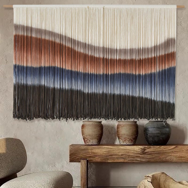 Flber Large Macrame Wall Hanging Tie-Dye Boho Wall Art Fiber Art Decor for Living Room Bedroom or Backdrop 57" W x 35" L - Image 2