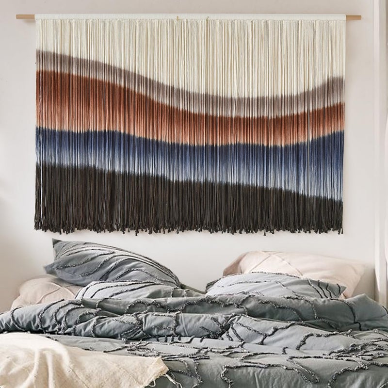 Flber Large Macrame Wall Hanging Tie-Dye Boho Wall Art Fiber Art Decor for Living Room Bedroom or Backdrop 57" W x 35" L - Image 3