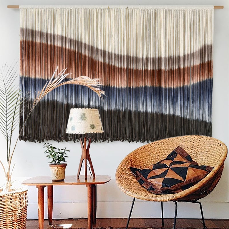 Flber Large Macrame Wall Hanging Tie-Dye Boho Wall Art Fiber Art Decor for Living Room Bedroom or Backdrop 57" W x 35" L - Image 4
