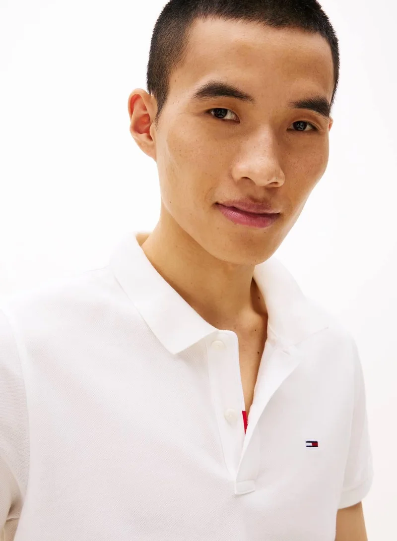 TOMMY JEANS  Tommy Flag Slim Fit Pique Polo Shirt for Men | Best Price UAE