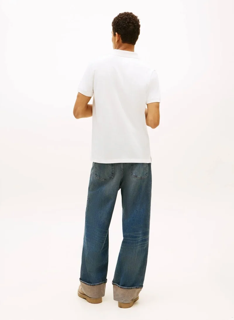 TOMMY JEANS  Tommy Flag Slim Fit Pique Polo Shirt for Men | Best Price UAE