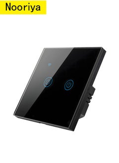 Nooriya WiFi Smart Wall Light Switch, No Neutral Wire Required, No Hub Required, Compatible with Alexa and Home, APP Remote Control, Timing Function, Voice Control (Black 2 Gang)  - Image 1