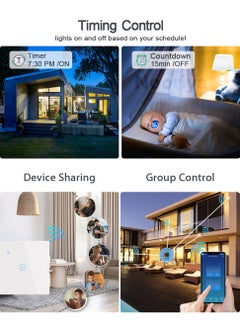 Nooriya WiFi Smart Wall Light Switch, No Neutral Wire Required, No Hub Required, Compatible with Alexa and Home, APP Remote Control, Timing Function, Voice Control (Black 2 Gang)  - Image 3