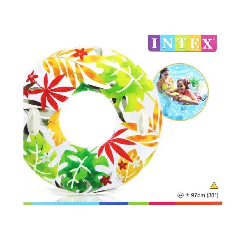 Intex Transparent Swing Ring, Inflatable Ring with Handles Multicolor, Size: 97cm