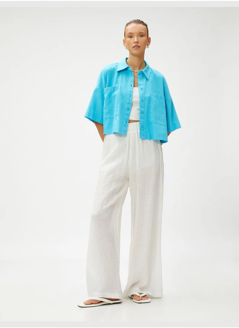 KOTON Crop Oversized Linen Shirt