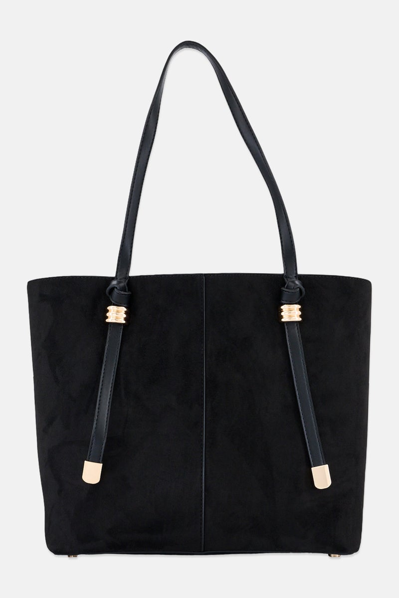 ANNE KLEIN Women Textured Tote Bag with Pouch, Black - Image 3