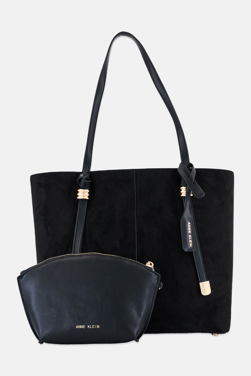 ANNE KLEIN Women Textured Tote Bag with Pouch, Black - Image 1
