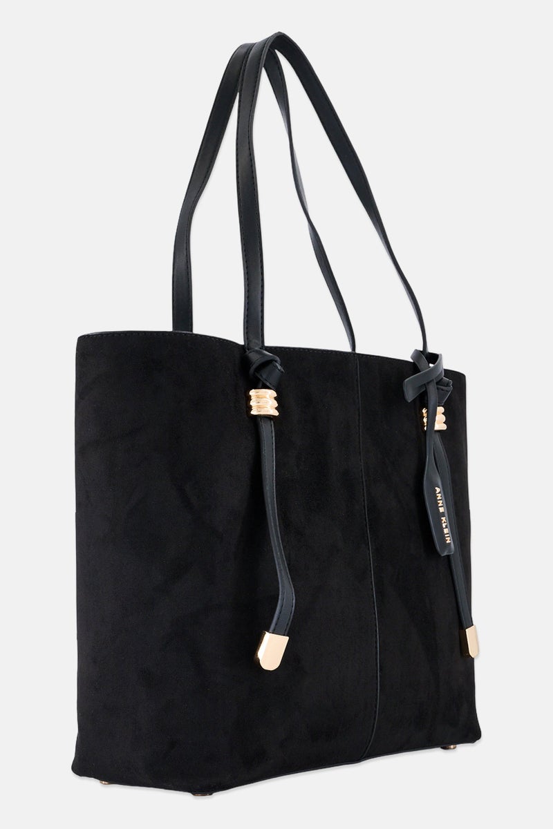 ANNE KLEIN Women Textured Tote Bag with Pouch, Black - Image 2