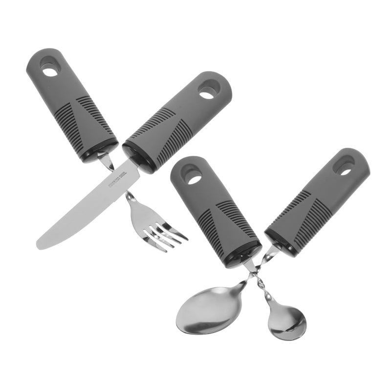Adaptive Utensils Set For Elderly 4PCS Bendable Knife Fork Spoon For Hand Tremors - Image 2
