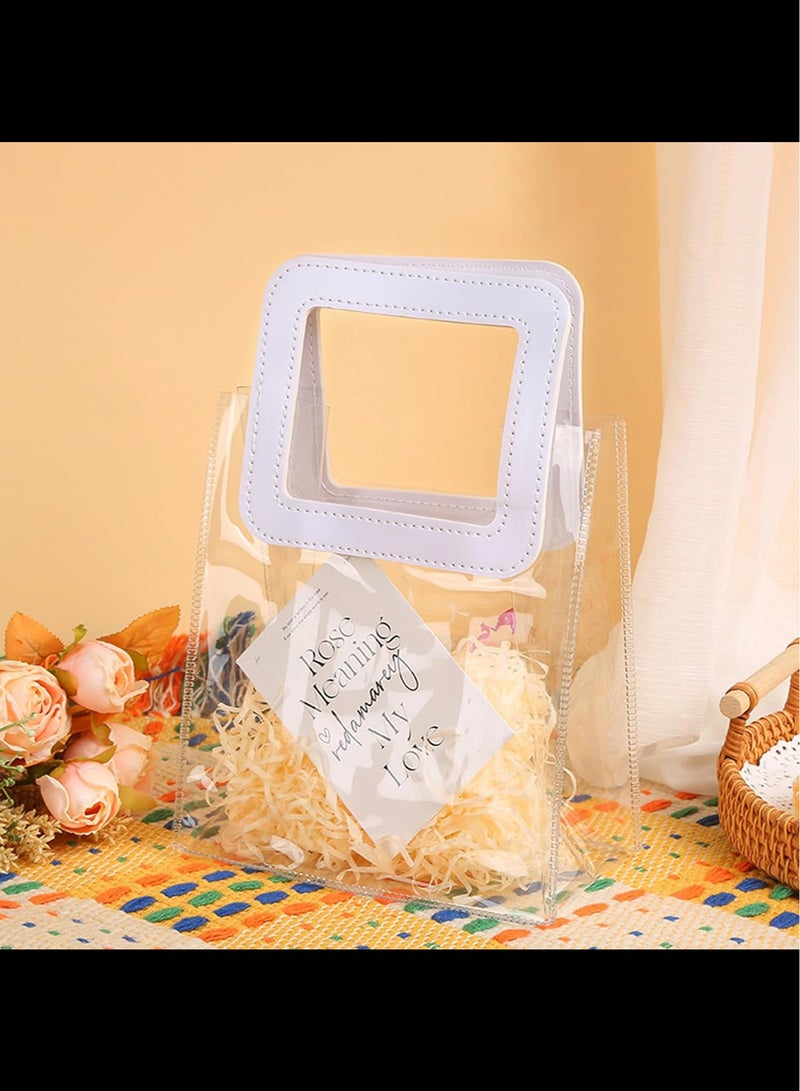 5 قطع أكياس هدية واضحة، أكياس بلاستيكية صغيرة قابلة لإعادة الاستخدام هدية التفاف، حزب صالح أكياس لحفل الزفاف عيد ميلاد استحمام الطفل DIY، 18 × 10 × 20 سم - Image 2