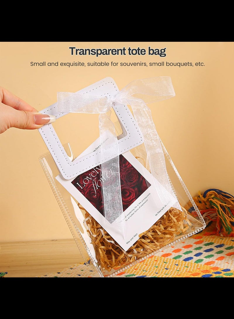 5 قطع أكياس هدية واضحة، أكياس بلاستيكية صغيرة قابلة لإعادة الاستخدام هدية التفاف، حزب صالح أكياس لحفل الزفاف عيد ميلاد استحمام الطفل DIY، 18 × 10 × 20 سم - Image 4