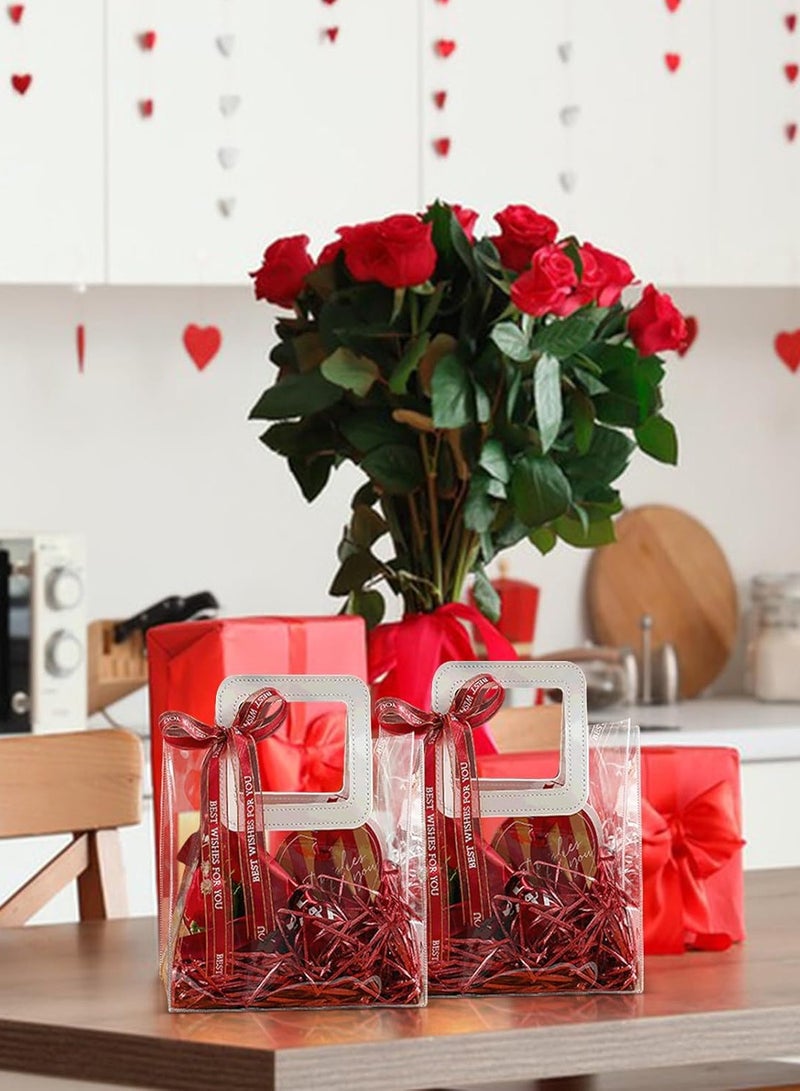 5 قطع أكياس هدية واضحة، أكياس بلاستيكية صغيرة قابلة لإعادة الاستخدام هدية التفاف، حزب صالح أكياس لحفل الزفاف عيد ميلاد استحمام الطفل DIY، 18 × 10 × 20 سم - Image 5