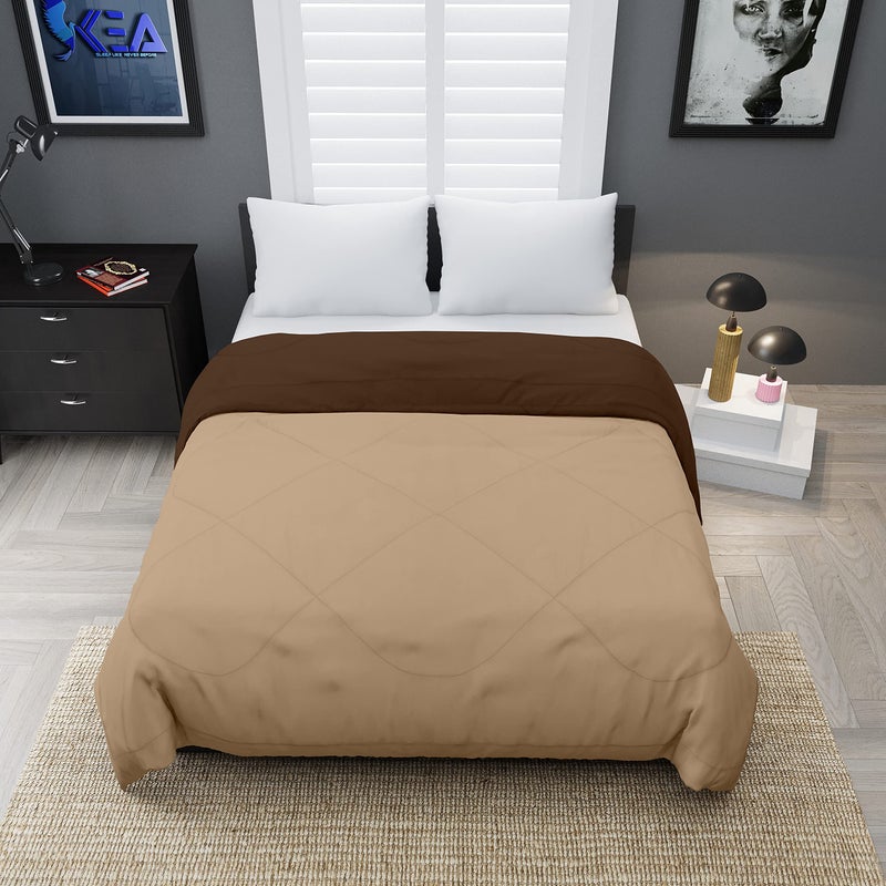 KEA Microfibre Reversible Double Bed King Size Comforter/Duvet for All Weather (Taupe & Brown, 250GSM)|Comforter Double - Image 3
