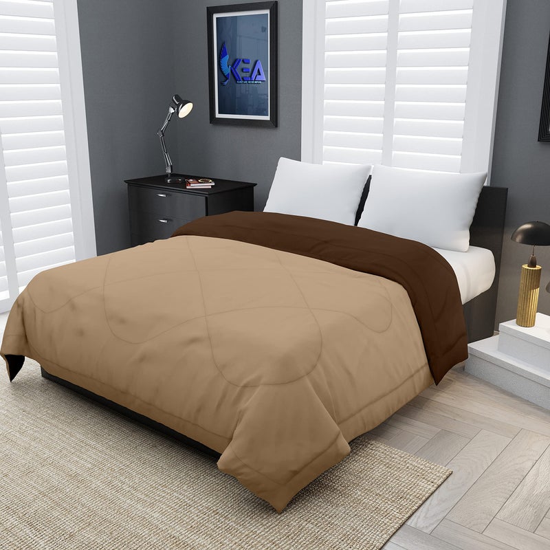 KEA Microfibre Reversible Double Bed King Size Comforter/Duvet for All Weather (Taupe & Brown, 250GSM)|Comforter Double - Image 1