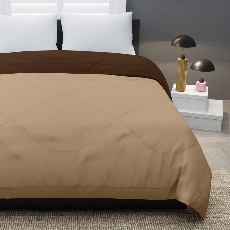 KEA Microfibre Reversible Double Bed King Size Comforter/Duvet for All Weather (Taupe & Brown, 250GSM)|Comforter Double - Image 4