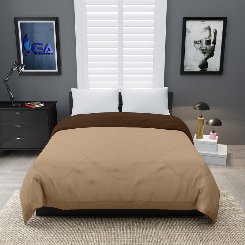 KEA Microfibre Reversible Double Bed King Size Comforter/Duvet for All Weather (Taupe & Brown, 250GSM)|Comforter Double - Image 2