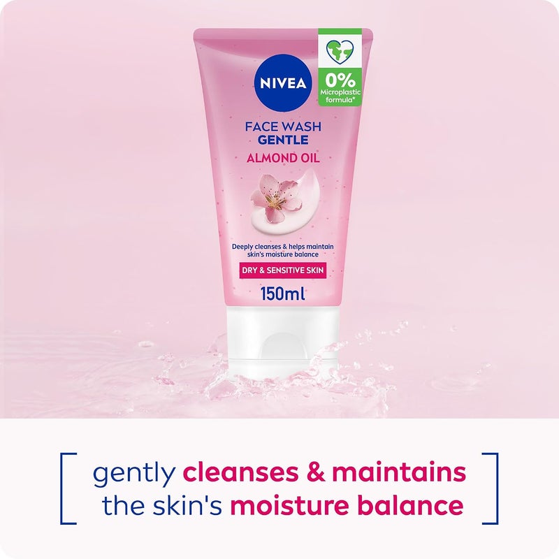 NIVEA Face Wash Cleanser, Gentle Cleansing, Dry Skin, 150ml - Image 2