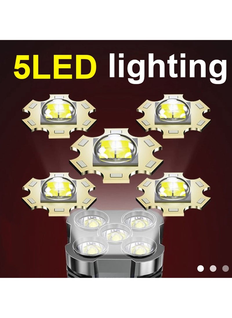 SYOSI SYOSI Super Bright LED Flashlight, Outdoor Heavy Duty Flashlight with 4 Modes and 5 Wicks, for Emergency, Camping, Hiking, Adventure, Fishing, IPX4 Waterproof, Large Capacity Rechargeable  - Image 2