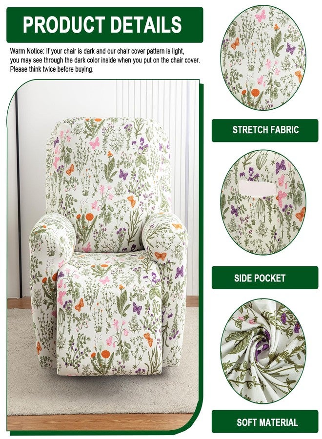 CRFATOP Printed Recliner Cover with Pockets Single Reclining Slipcover 4-Pieces Lazy Boy Recliner Sofa Chair Cover with Elastic Bottom for Recliner Furniture Protector for Kid Pet,A18 - Image 4