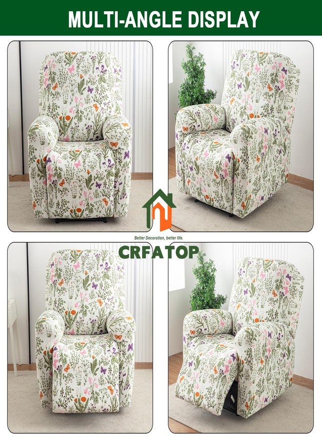 CRFATOP Printed Recliner Cover with Pockets Single Reclining Slipcover 4-Pieces Lazy Boy Recliner Sofa Chair Cover with Elastic Bottom for Recliner Furniture Protector for Kid Pet,A18 - Image 3