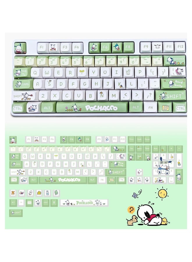 Sanrio Pochacco Green Yellow Keycaps for XDA MX Switch Cute Anime Japanese Mechanical Gaming Keyboard, PBT Keycap Set  - Image 1