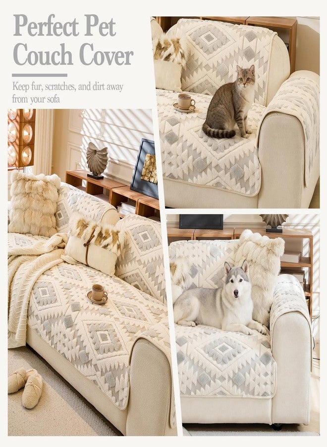 WEYOND Couch Cover for Dogs Washable, Soft Plush Sofa Cover for Loveseat & 2/3 Cushion Sofa, Pet-Friendly Couch Covers for Sofa, Non-Slip Sofa Slipcover (Light Grey, 35.5" x 63") - Image 5