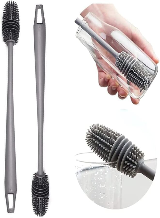 silicone bottle brush, bottle cleaning brush with long handle water bottles cleaner, cleaner brush for hydro flask, glassware, perfect for smaller diameter bottle openings (2)