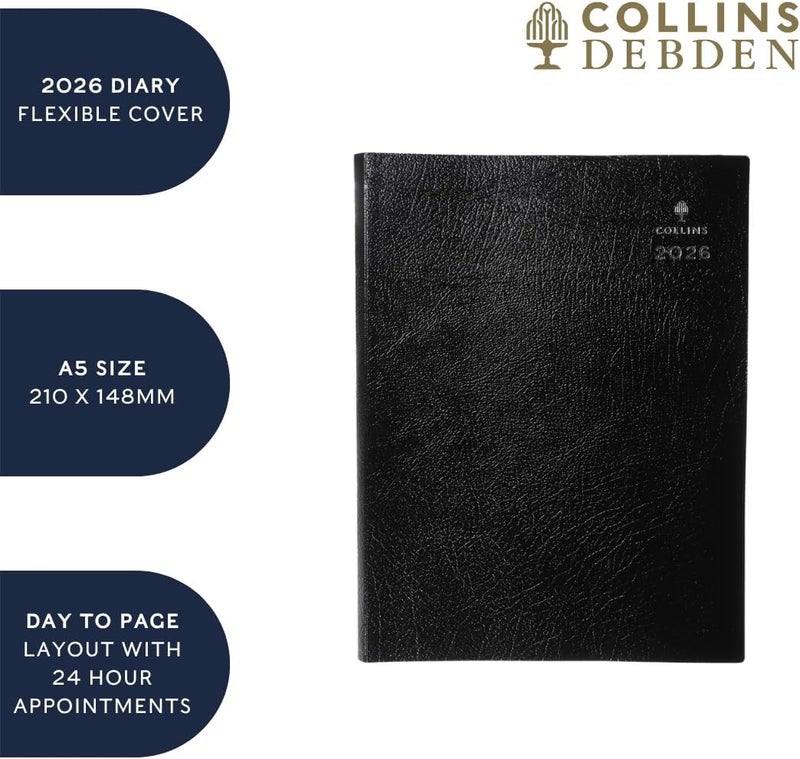 Collins - Leadership - 2026 12 Month Calendar Year Planner, Day-To-Page with Hourly Appointments Diary, A5 - Black (CP6744.99-26) - Image 5