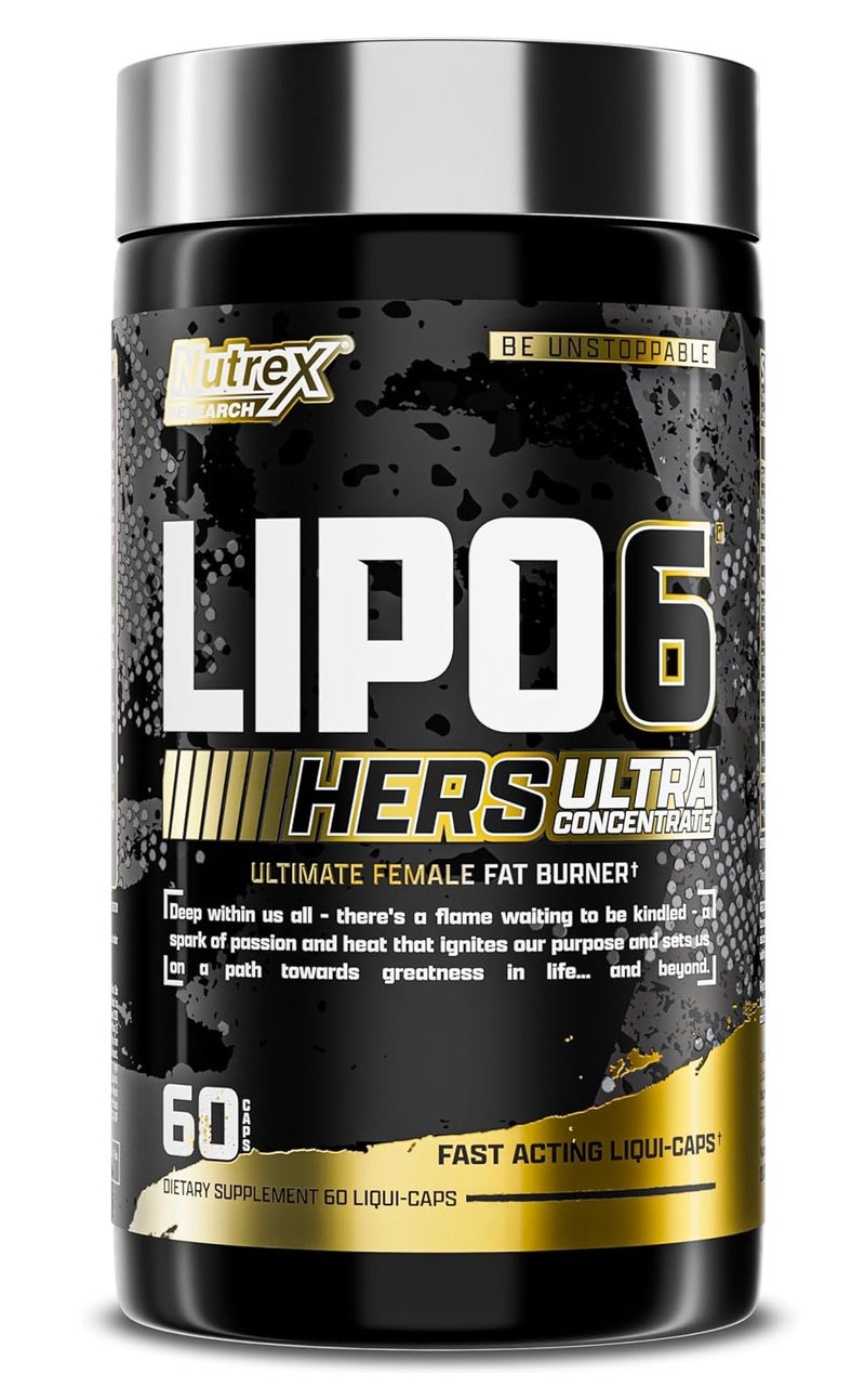 Nutrex Research Lipo 6 Hers Ultra Concentrate Fat Burner for Women – Fast Acting Liquid Caps, Weight Loss Support, Energy Booster, 60 Capsules, Made in USA - Image 1