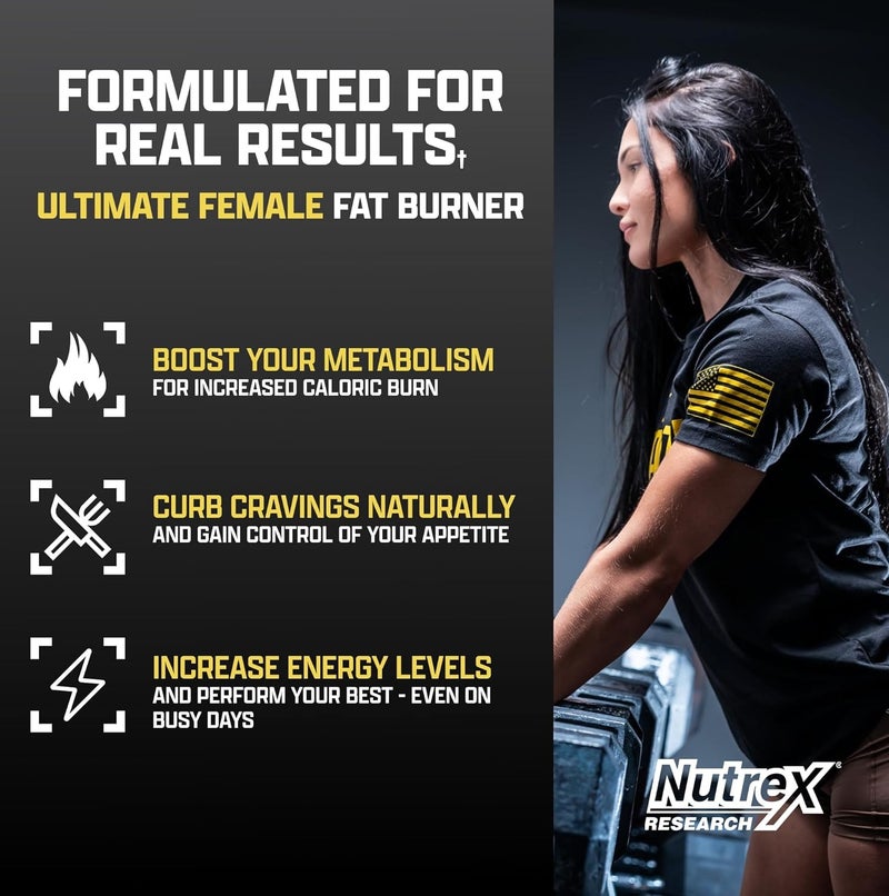Nutrex Research Lipo 6 Hers Ultra Concentrate Fat Burner for Women – Fast Acting Liquid Caps, Weight Loss Support, Energy Booster, 60 Capsules, Made in USA - Image 2