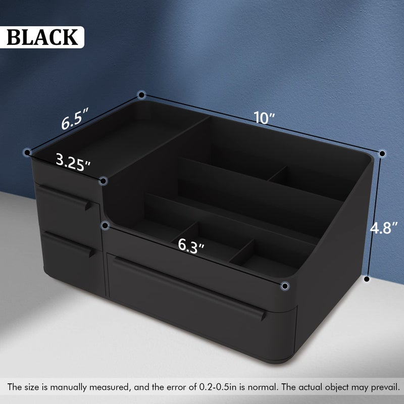 CHANCETSUI Makeup Organizer for Vanity, Bathroom Countertop Storage Display Boxes Case,Stackable Cosmetic Holder for Jewelry Hair Accessories Beauty Skincare Product Organizing with drawer organizer tray, Black - Image 4