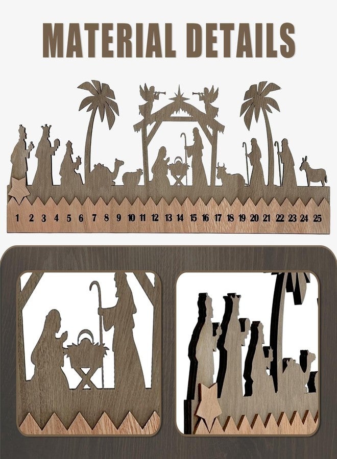 Cinrobiye Countdown to Christmas Wooden Nativity Advent Calendar,2025 Countdown Advent Calendar Christian Religious Xmas Decorations for Door Table Wall Mantel Holiday Farmhouse Decor (Nativity) - Image 3