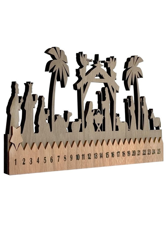 Cinrobiye Countdown to Christmas Wooden Nativity Advent Calendar,2025 Countdown Advent Calendar Christian Religious Xmas Decorations for Door Table Wall Mantel Holiday Farmhouse Decor (Nativity) - Image 1