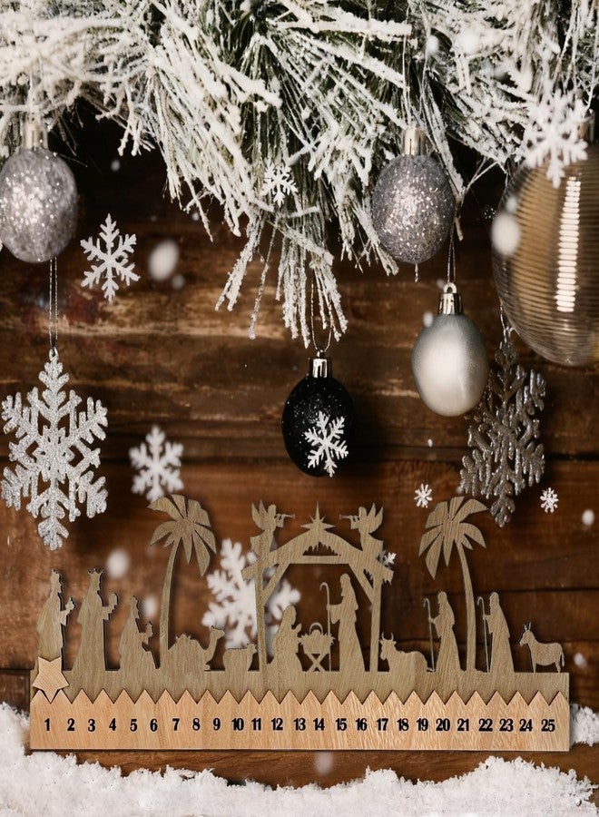 Cinrobiye Countdown to Christmas Wooden Nativity Advent Calendar,2025 Countdown Advent Calendar Christian Religious Xmas Decorations for Door Table Wall Mantel Holiday Farmhouse Decor (Nativity) - Image 4